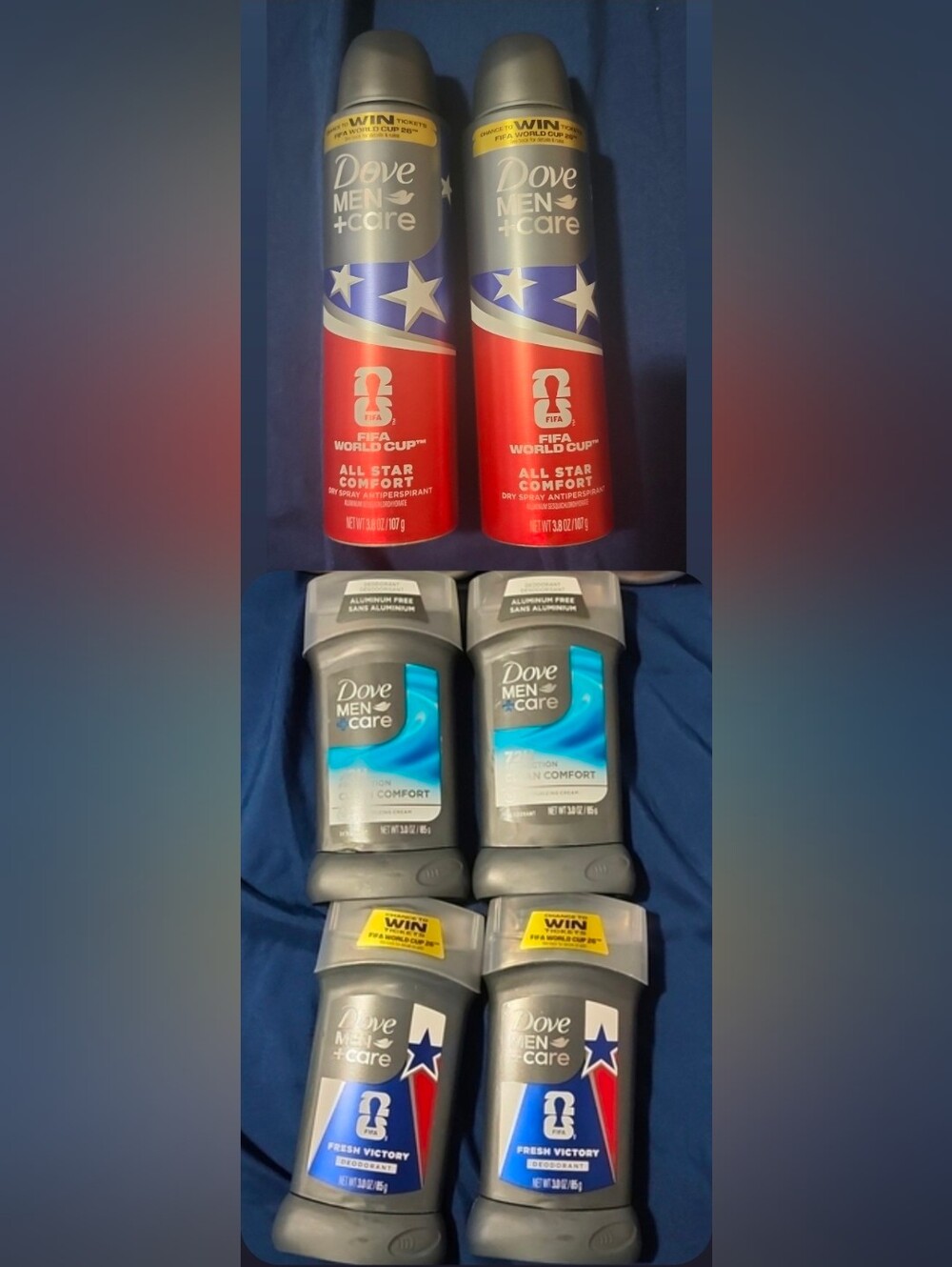 6 Dove Men+Care Red & Gray Deodorant Bundle - Fresh Victory & Clean Comfort